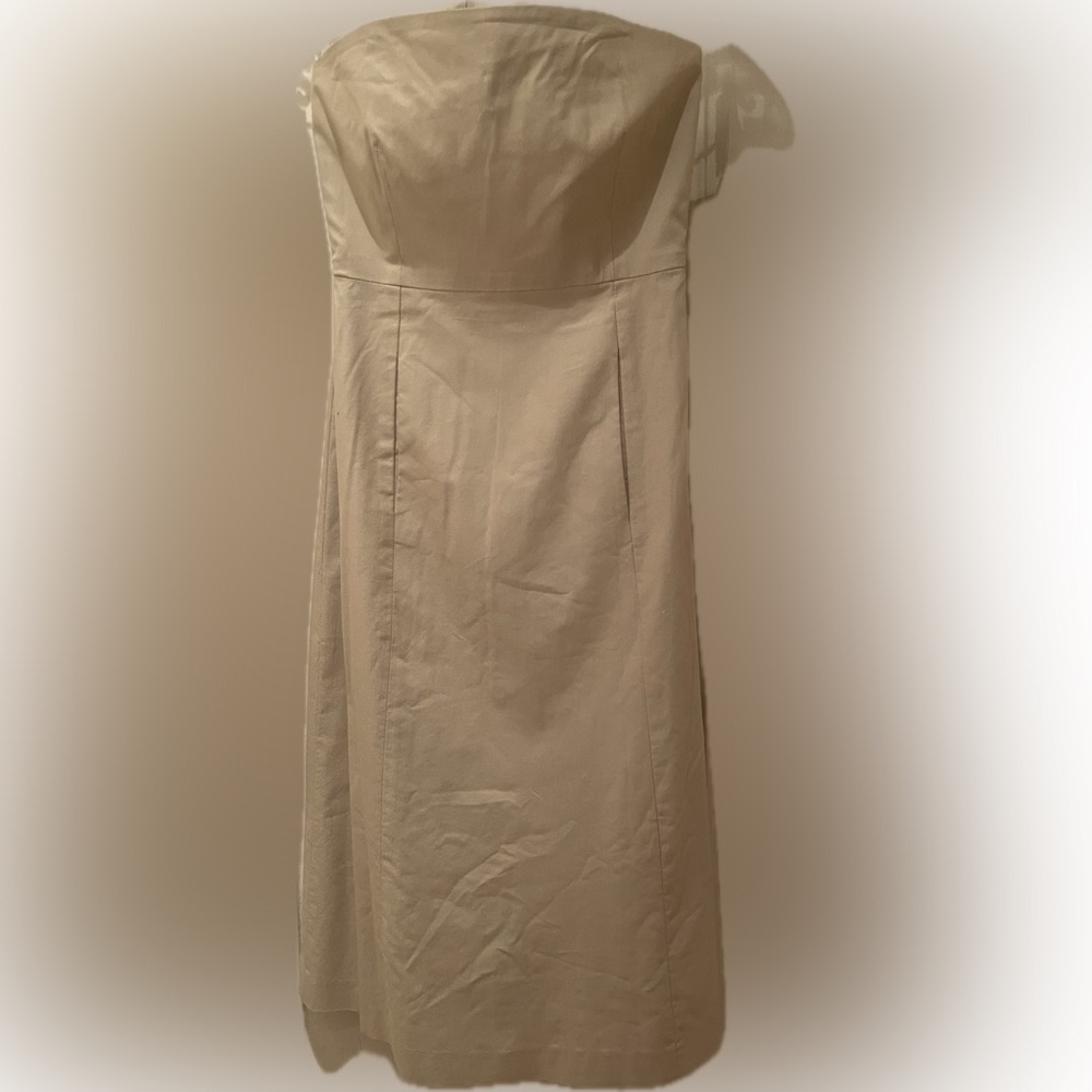 Theory Cream Strapless cotton dress